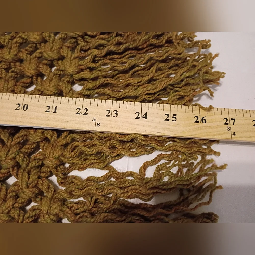 VTG Brown Crochet Wall Hanging with Butterfly‎ Decor
